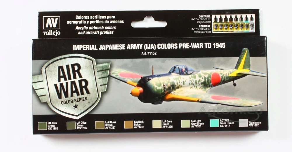 Vallejo Vallejo: 71.152 - Model Air - Air War - IJA Colors - Imperial Japanese Army Pre-War to 1945 (8x18 ml)