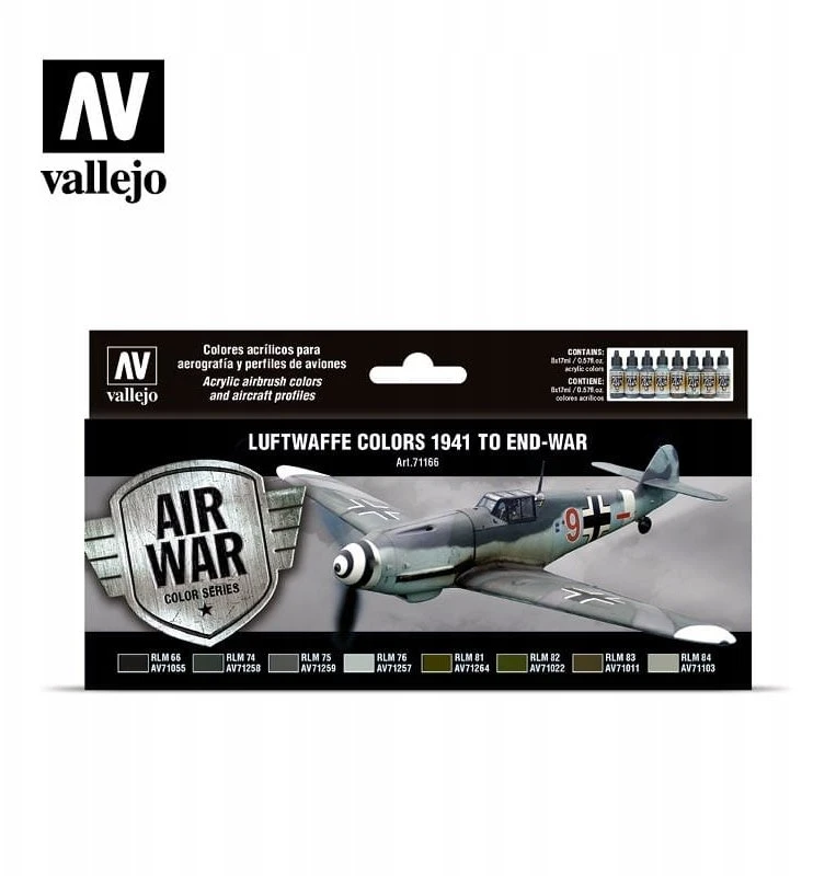 Vallejo Vallejo: 71.166 - Model Air - Air War - Liuftvafės spalvos - 1941 m. iki karo pabaigos (8x18 ml)