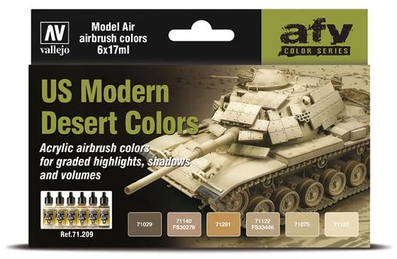 Vallejo Vallejo: 71.209 - Model Air - AFV - JAV modernios dykumos spalvos (6x18 ml)