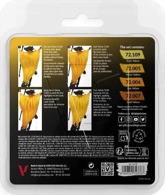 Vallejo : 72.378 - Game Color - Geltonos spalvos rinkinys 4 x (18 ml)