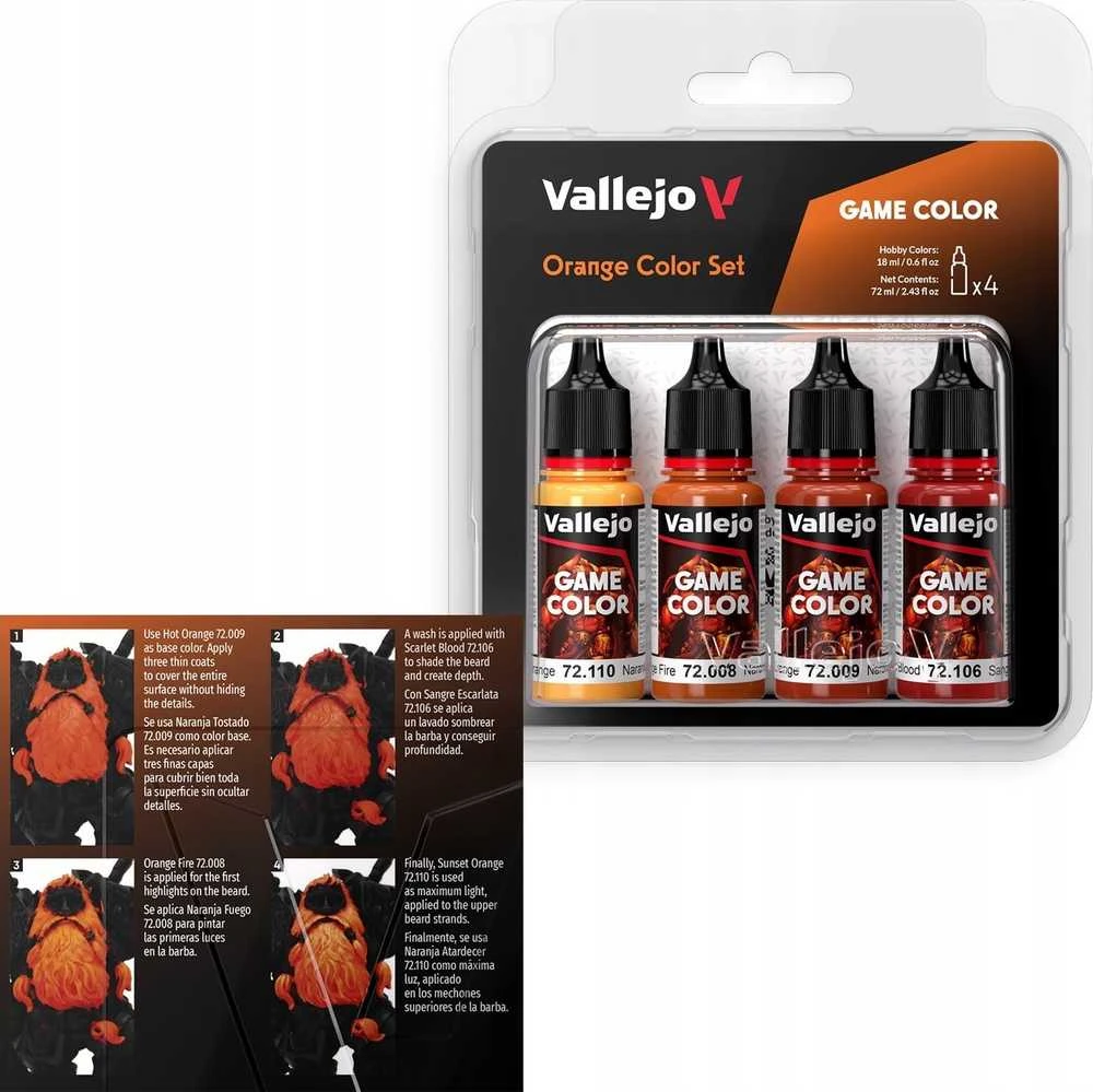 Vallejo : 72.381 - Game Color - Oranžinės spalvos rinkinys 4 x (18 ml)