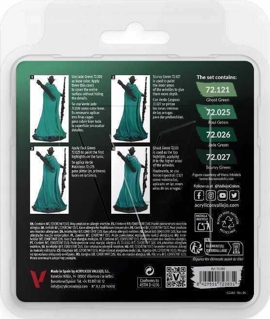 Vallejo : 72.383 - Game Color - Šaltos žalios spalvos rinkinys 4 x (18 ml)
