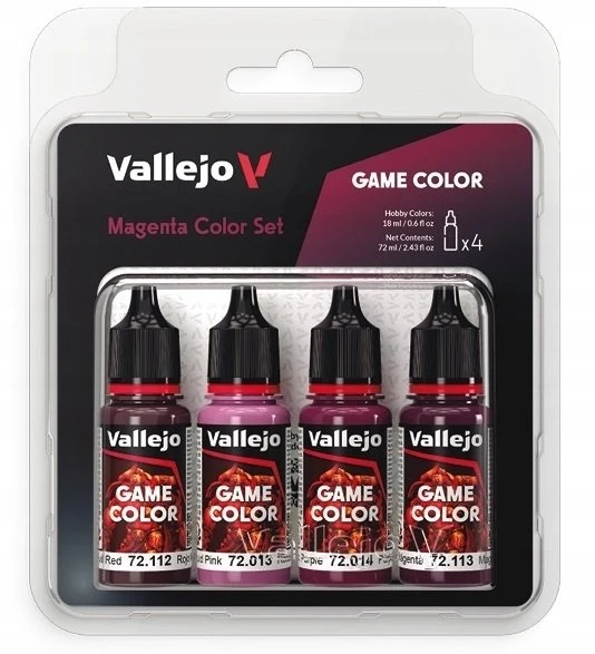 Vallejo Vallejo: 72.388 - Žaidimo spalvos - Purpurinių spalvų rinkinys (4 x 18 ml)