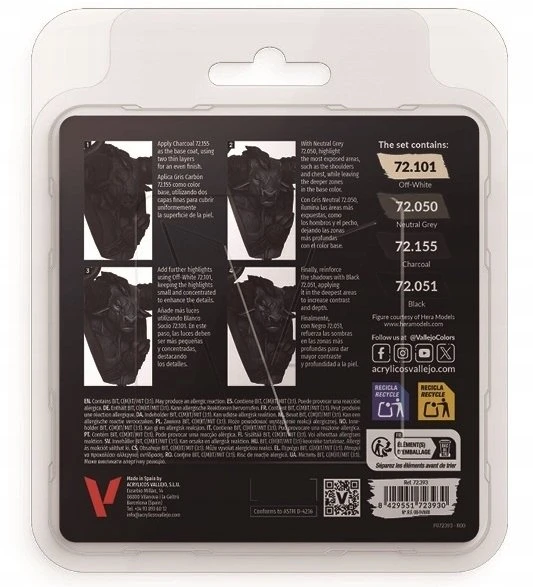 Vallejo Vallejo: 72.393 - Žaidimo spalva - Juoda spalvų rinkinys (4 x 18 ml)