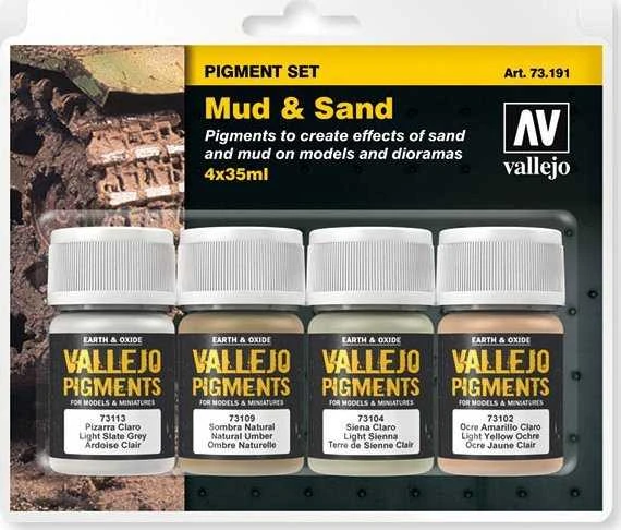 Vallejo: 73.191 - Pigmentų rinkinys - Purvas ir smėlis (4 x 35 ml)