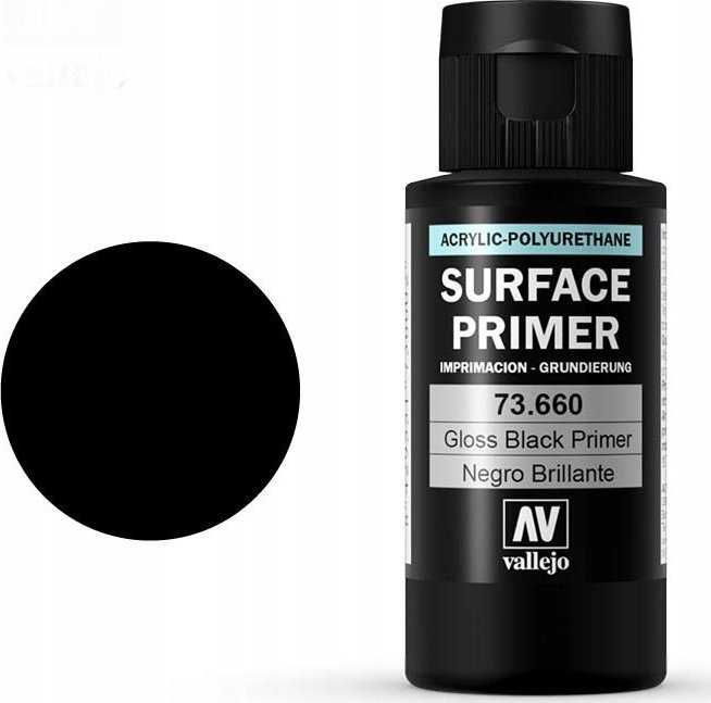 Vallejo Vallejo: 73.660 - Paviršiaus gruntai - Blizgi juoda spalva (60 ml)