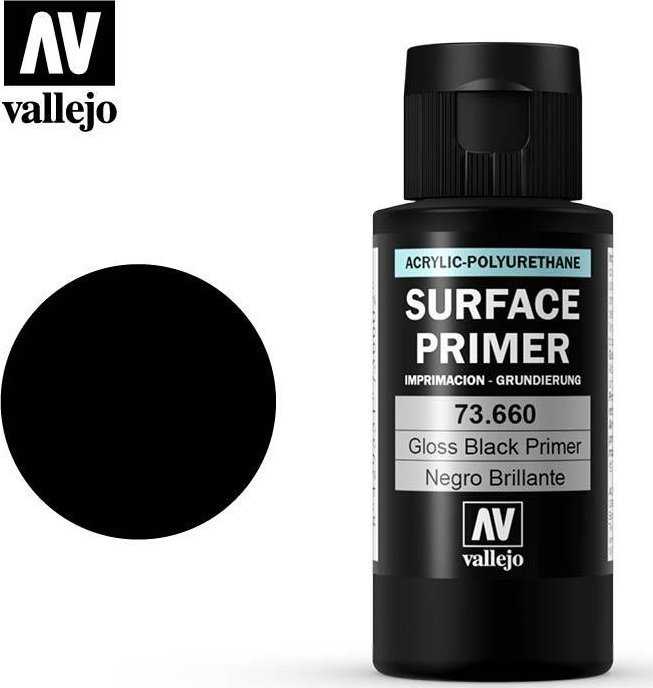 Vallejo Vallejo: 73.660 - Paviršiaus gruntai - Blizgi juoda spalva (60 ml)
