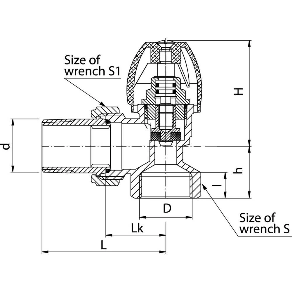 Valvex kampinis radiatoriaus vožtuvas KS 1/2'' 4582050