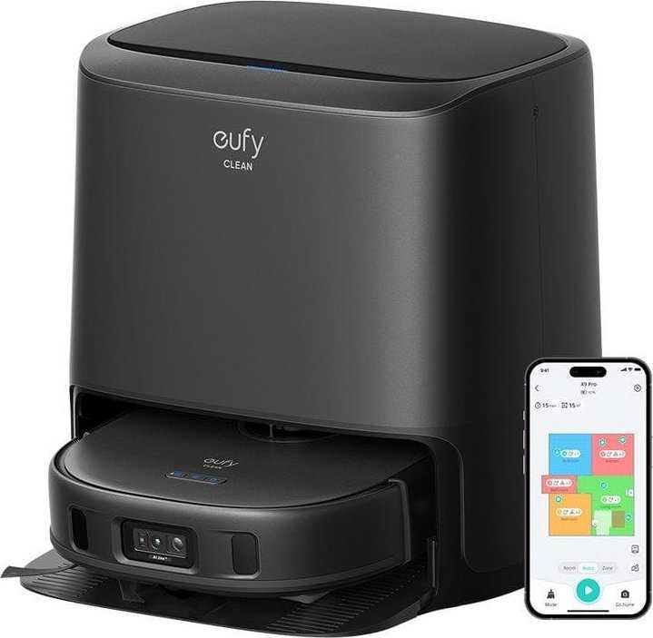 Dulkių siurblys - robotas Eufy RoboVac X9 Pro su dulkių išsiurbimo stotele, Juodas