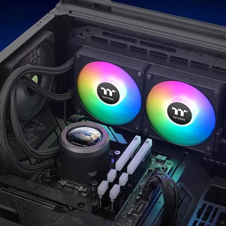 Vandens aušinimas Thermaltake Thermaltake TH240 V2 Ultra EX ARGB CPU „viskas viename“ skysčio aušintuvas, aušinamas vandeniu (juodas)