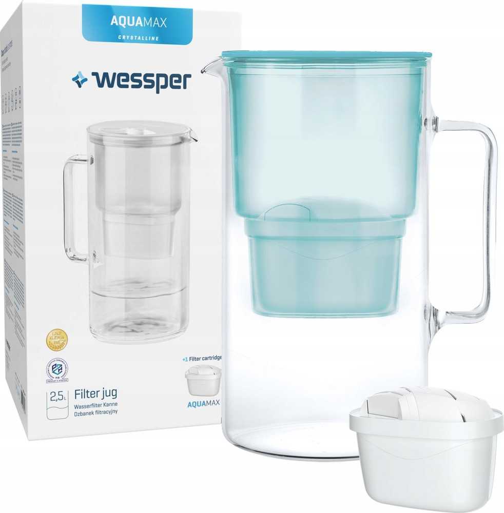 Vandens filtravimo ąsotis Wessper Aquamax Crystalline + 1 vandens filtras | mėtų spalvos