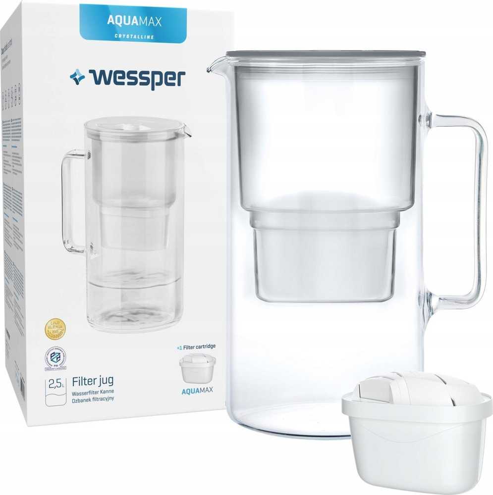 Vandens filtravimo ąsotis Wessper Aquamax Crystalline + 1 vandens filtras | pilkas