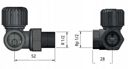 Varioterm Vario Term kampinis, kairysis radiatoriaus vožtuvas MASTER nikelis 000M772A001