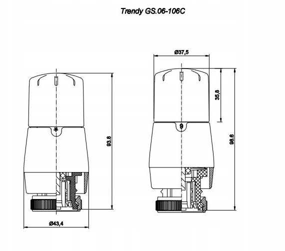 „Varioterm Vario Term“ termostatinė galvutė „Trendy GS.06-106C“ M30x1.5 balta blizgi 000M652A101
