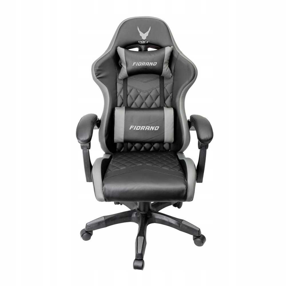 Kėdė Varr VARR GAMING CHAIR BACKREST+ARMRESTS REGULATION 2 PILLOWS FOTEL GAMINGOWY FIORANO REGULIACJA ATLOŠO IR PORANKIŲ 2 PAGALVĖS PILKA+JUODA [45841]