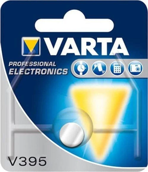 Varta sidabrinė tabletės tipo baterija V395 pakuotėje