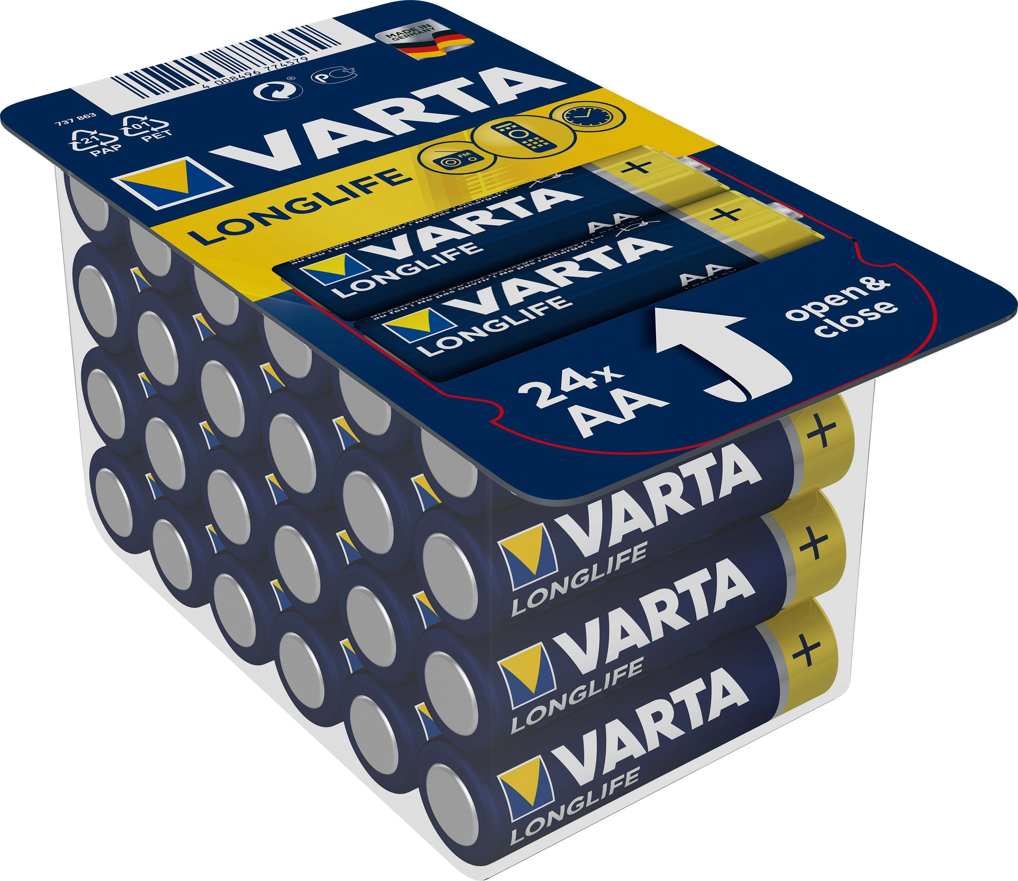 Varta LongLife AA baterijų pakuotė 24 vnt.
