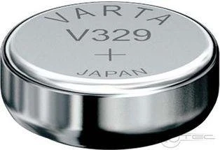 Varta 329 laikrodžio baterija iš arti