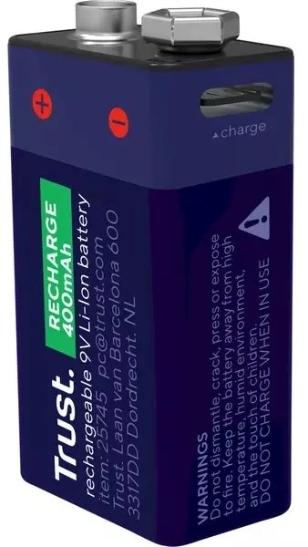 Baterija - Trust USB-C Įkraunama 9 V 400 mAh Ličio Jonų Baterija