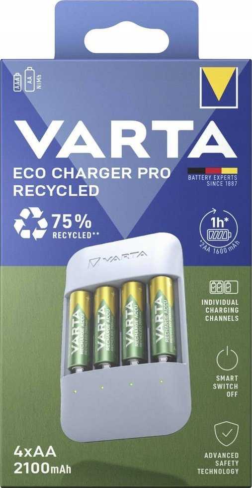 Varta Eco Charger Pro perdirbtas + 4 x 2100 mAh AA 57683 101 121