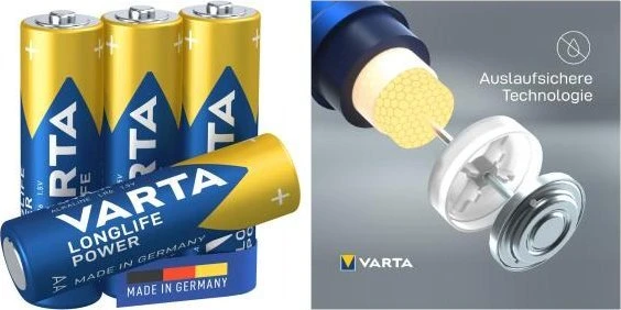 Varta LONGLIFE Power AA baterijos su vidine sandara
