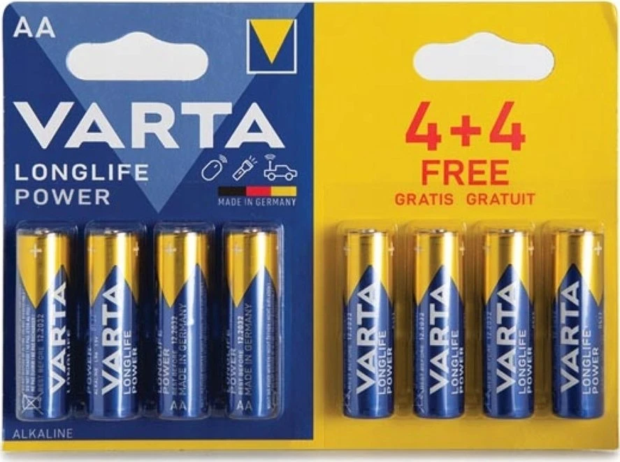 Varta AA Longlife Power šarminės baterijos 4+4 pakuotė