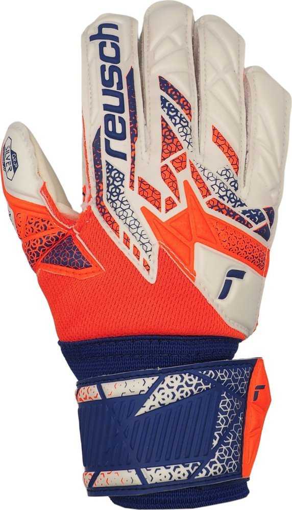 Reusch Attrakt Sidabrinis Junior futbolo vartininko pirštinės oranžinės mėlynos - 6