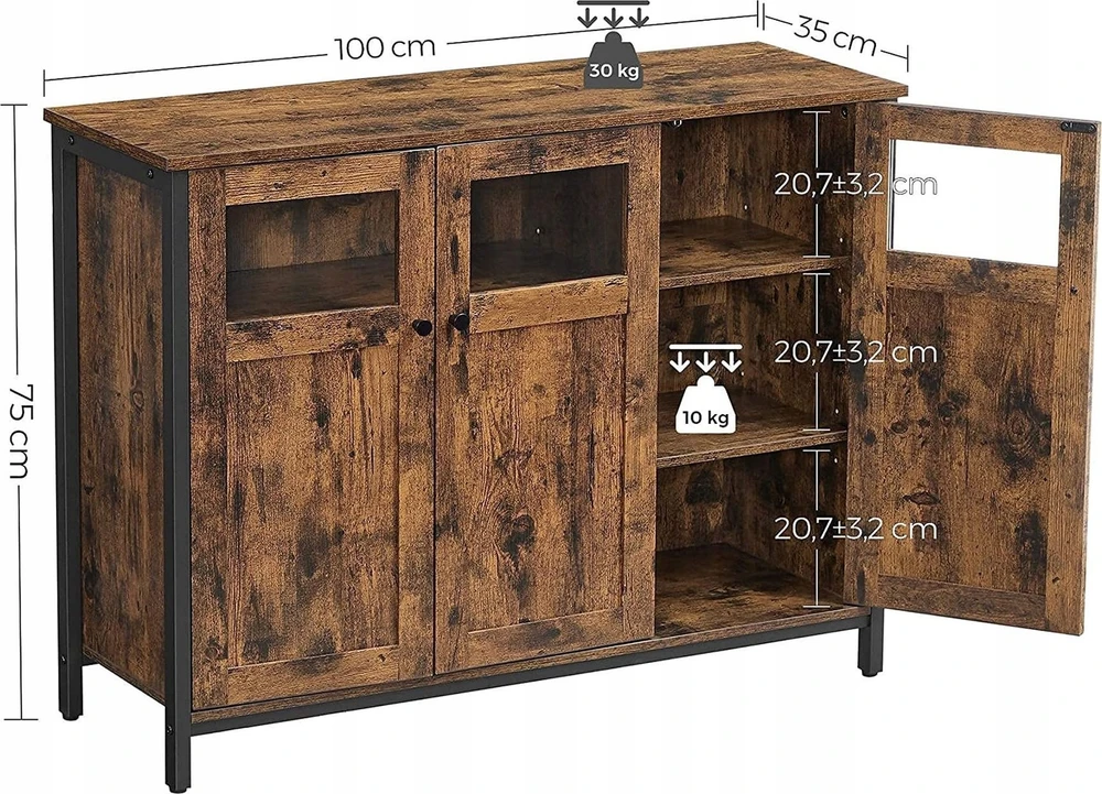 Songmics Vasagle Komoda vintage ruda-juoda