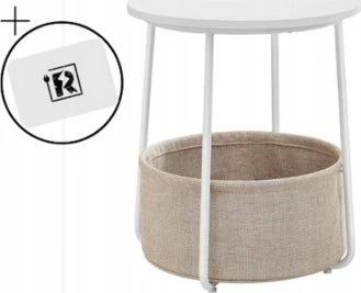 Vasagle Apvalus staliukas su medžiaginiu krepšeliu