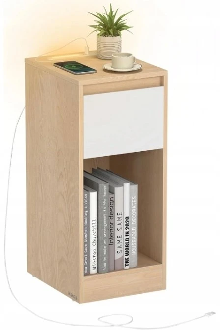 Vasagle Naktinis staliukas su LED apšvietimu ir USB jungtimis