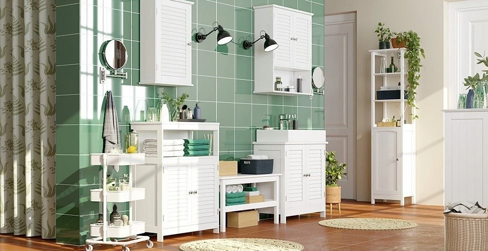 Vasagle Waschbeckenunterschrank mattweiß