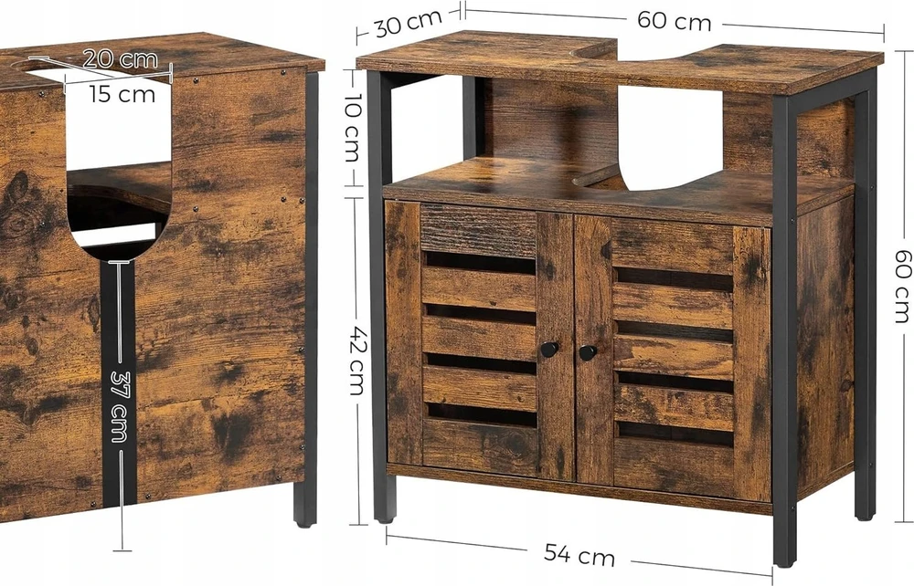 Songmics Vasagle Waschbeckenunterschrank Vintagebraun-Juodas