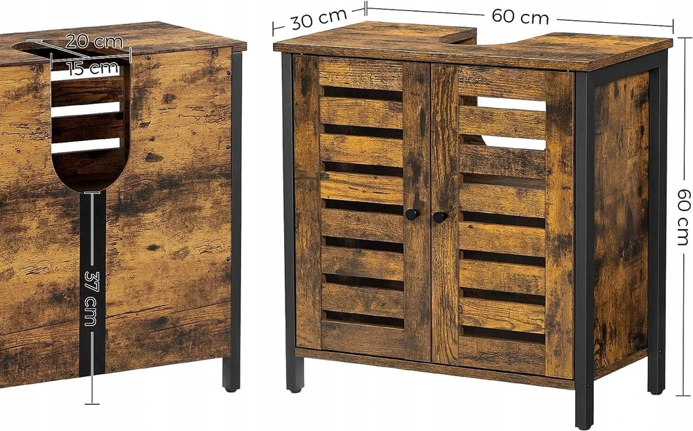 Songmics Vasagle Waschbeckenunterschrank vintagebraun-juodas