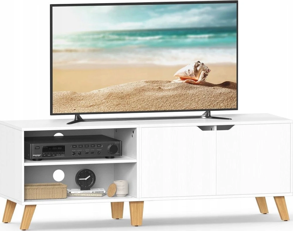 TV staliukas Songmics Vasagle TV spintelė su 2 durelėmis 40 x 140 x 50 cm balta