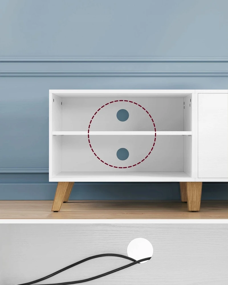 TV staliukas Songmics Vasagle TV spintelė su 2 durelėmis 40 x 140 x 50 cm balta