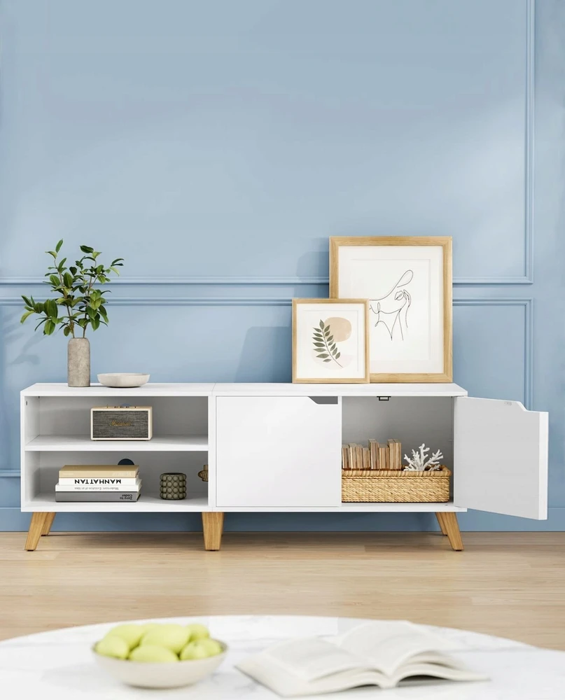 TV staliukas Songmics Vasagle TV spintelė su 2 durelėmis 40 x 140 x 50 cm balta
