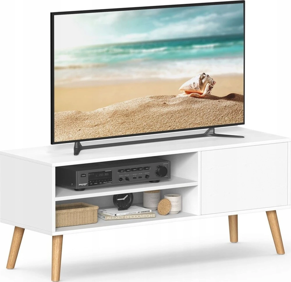 TV staliukas Songmics Vasagle TV spintelė su 1 durelėmis 40 x 120 x 49 cm balta