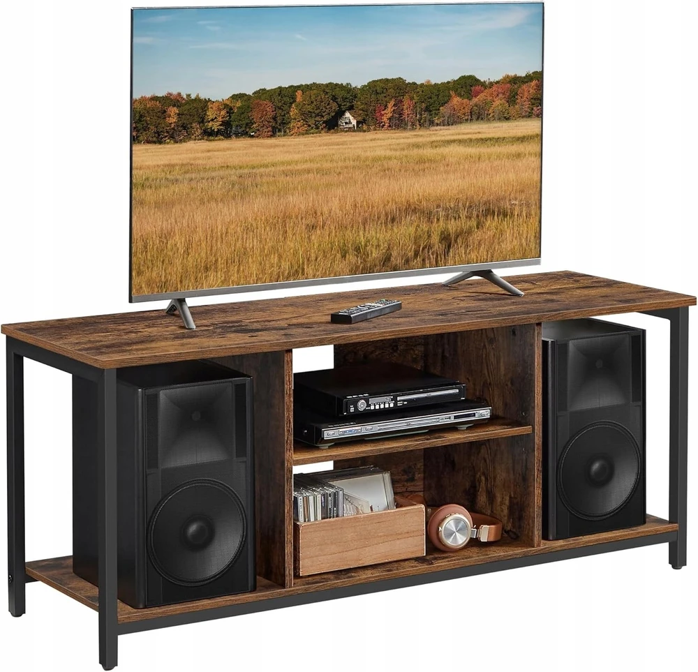 TV staliukas Vasagle TV spintelė su atvirais skyriais 40 x 120 x 50 cm vintažinė ruda-juoda