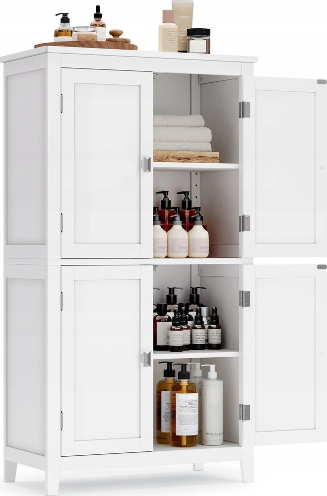 Vasagle Badezimmerschrank mit 4 Türen klassikweiß