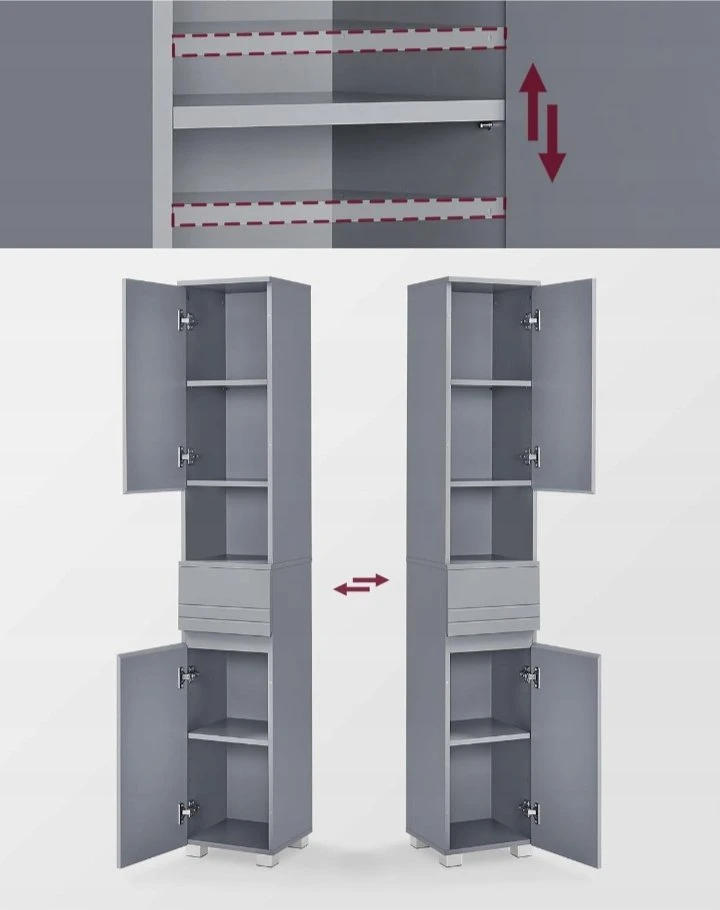 Vasagle Badezimmerschrank 30 x 30 x 170 cm mystisches Grau