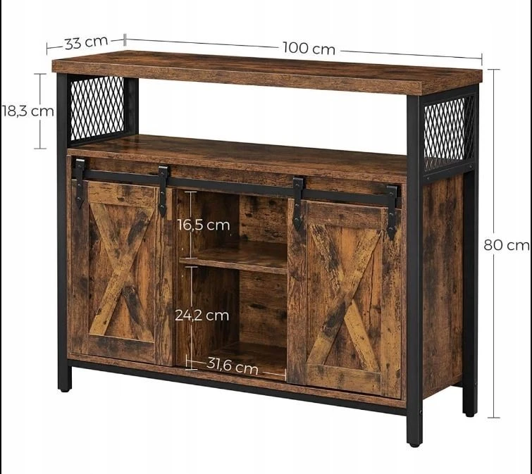 Songmics VASAGLE indauja su 2 stumdomomis durimis, 100 × 33 × 80 cm, LSC092B01