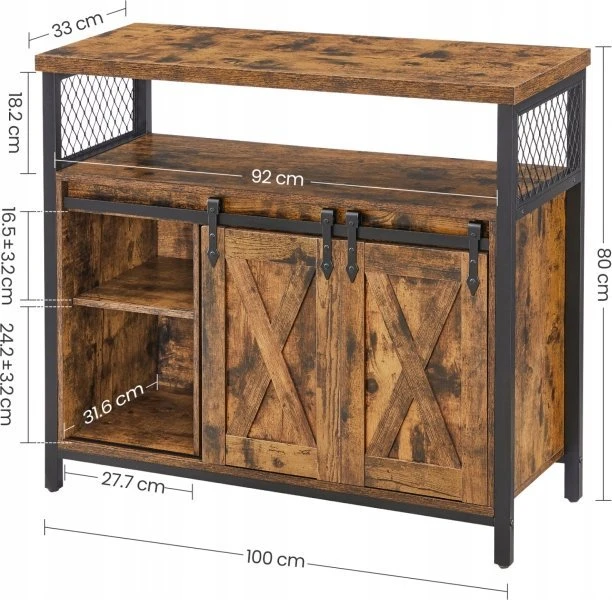 Songmics VASAGLE indauja su 2 stumdomomis durimis, 100 × 33 × 80 cm, LSC092B01