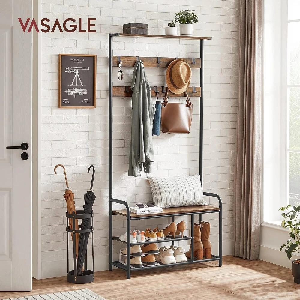 Songmics Vasagle Drabužių kabykla su suoliuku