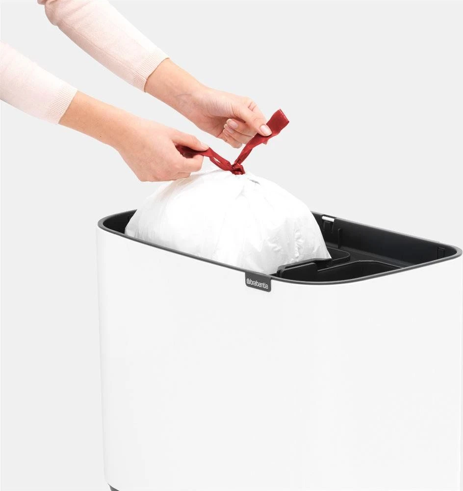 Šiukšlių dėžė Brabantia Bo Touch, 11+23 l, Balta