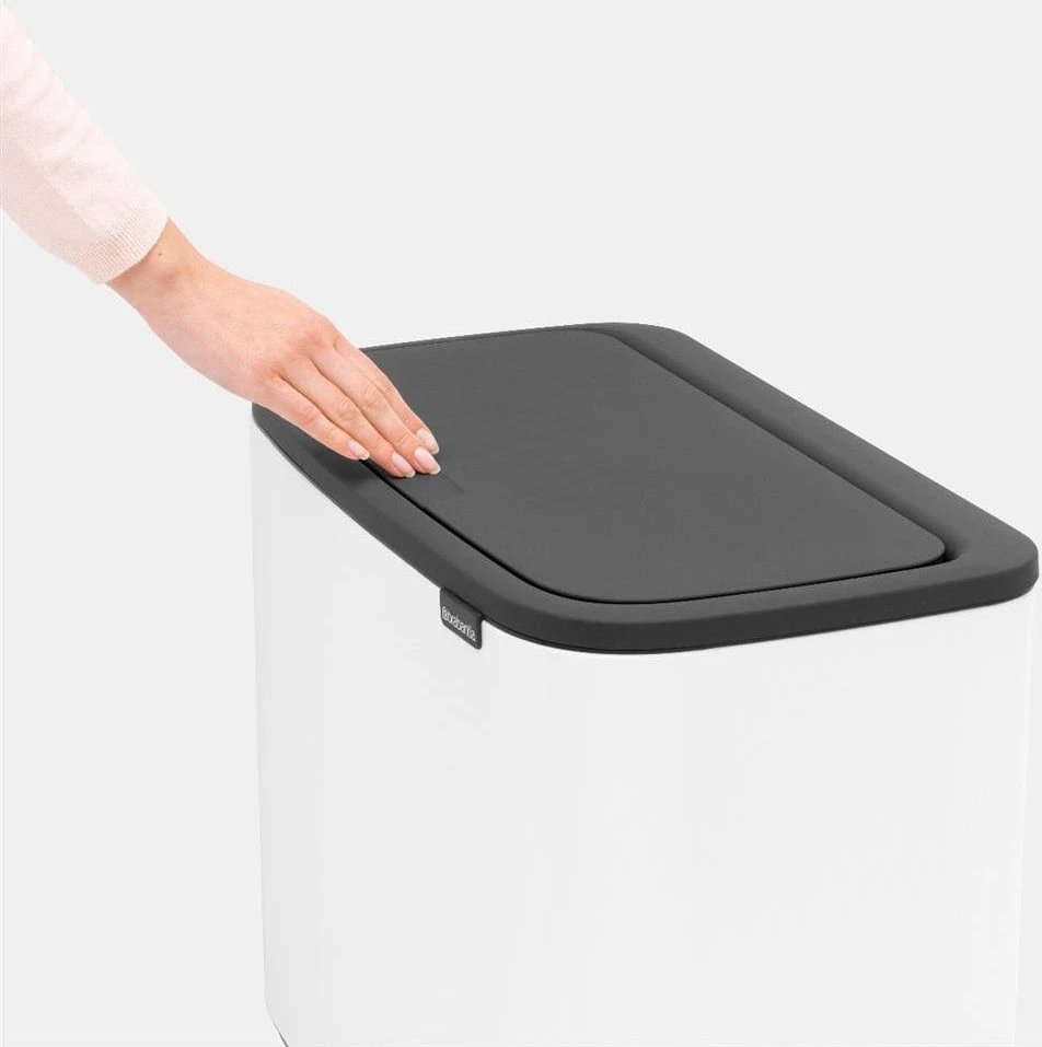 Šiukšlių dėžė Brabantia Bo Touch, 11+23 l, Balta