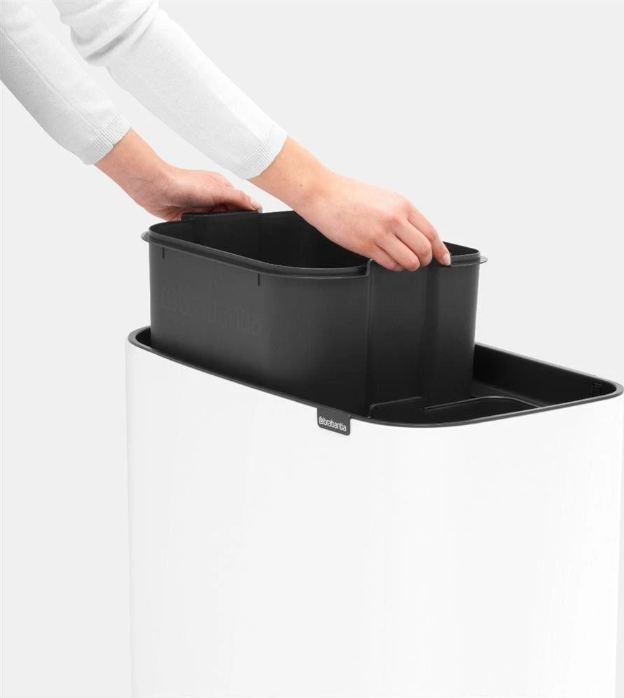 Šiukšlių dėžė Brabantia Bo Touch, 11+23 l, Balta