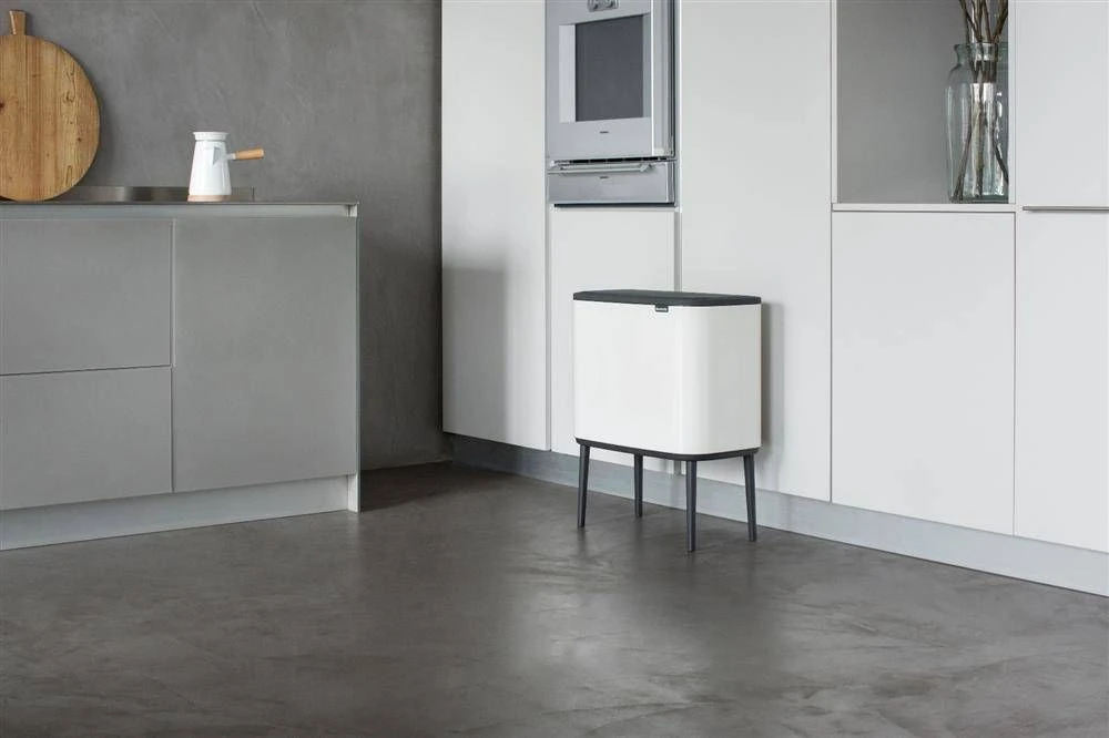 Šiukšlių dėžė Brabantia Bo Touch, 11+23 l, Balta