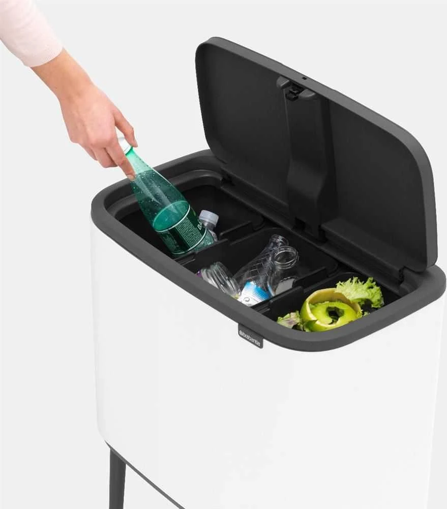 Šiukšlių dėžė Brabantia Bo Touch, 3 x 11 l, Balta