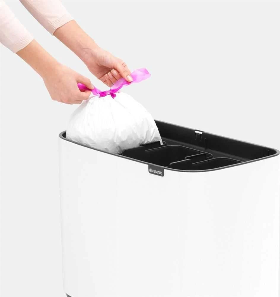 Šiukšlių dėžė Brabantia Bo Touch, 3 x 11 l, Balta