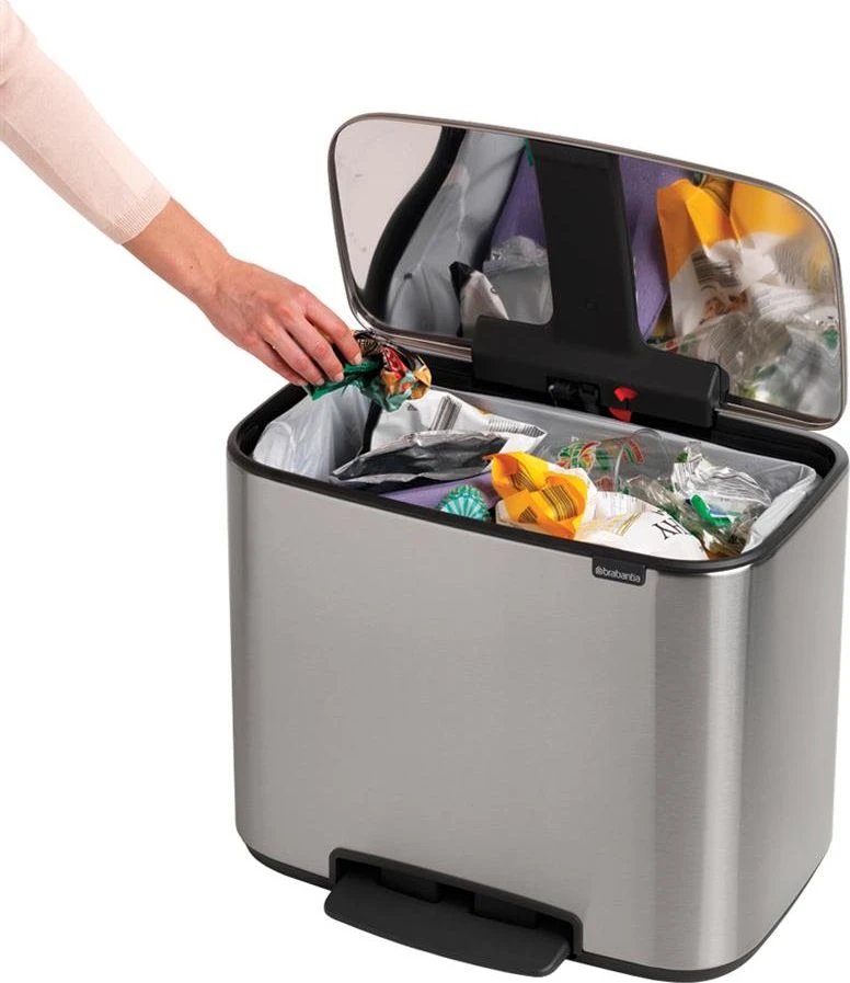 Šiukšlių dėžė su pedalu, Brabantia Bo 36L - plieno spalvos